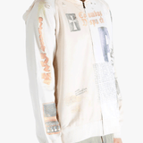 White hoodie worn by a person, showing the hoodie's fit