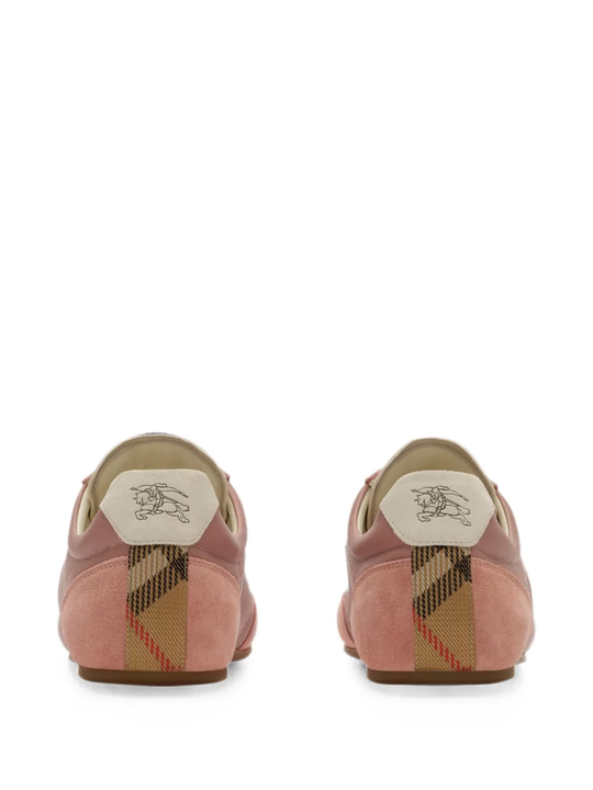 Pink sneakers, back view