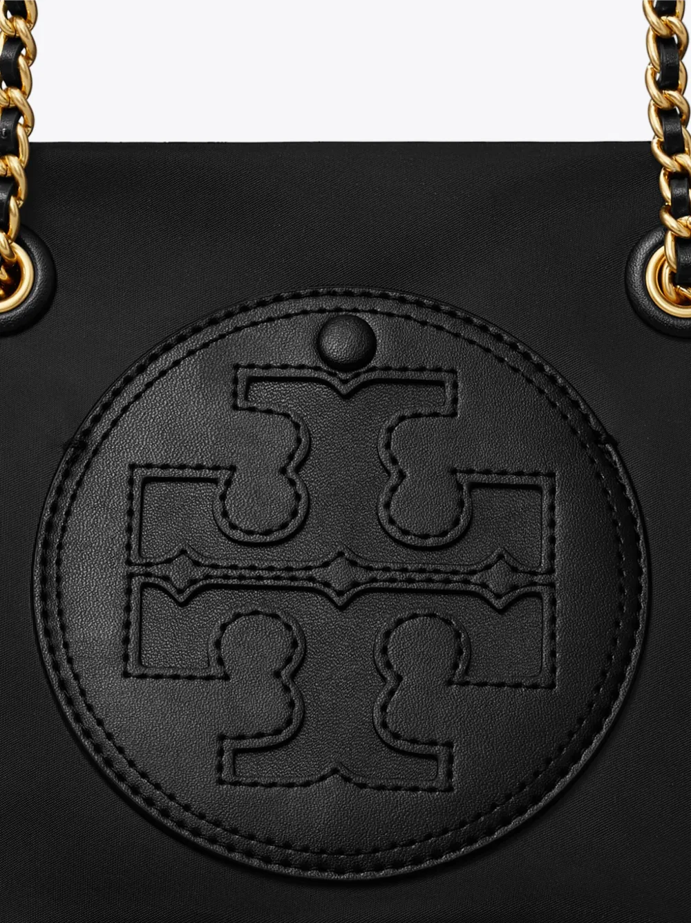 Close up of the black bag, showing texture of the nylon fabric