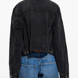 black jacket,worn by a person, showing the jacket fit