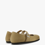 Tan shoes, back view