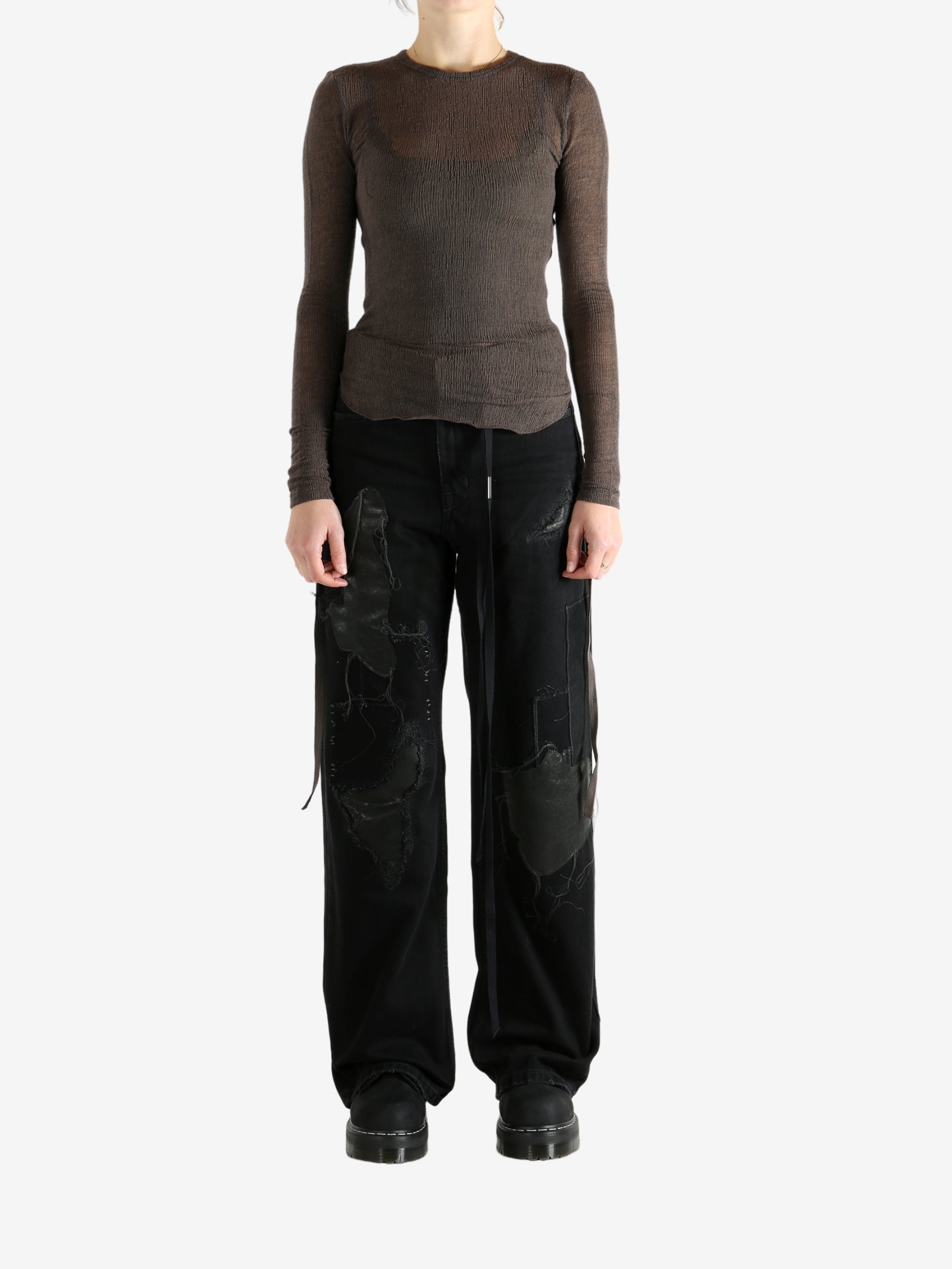 Brown tops, full body view