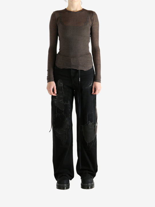 Brown tops, full body view