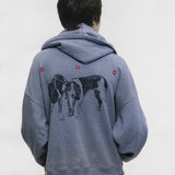 Grey hoodie, full body view