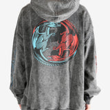 Black hoodie worn by a person, showing the hoodie's fit