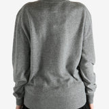 Grey knitwear worn by a person, showing the knitwear fit