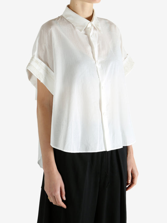 White shirts worn by a person, showing the shirts fit