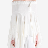 White skirt, full body view