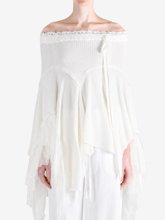White skirt, full body view