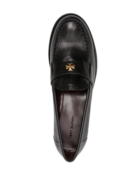 Black loafers,top view