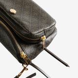 Close up of Brown bags, showing texture of the leather fabric