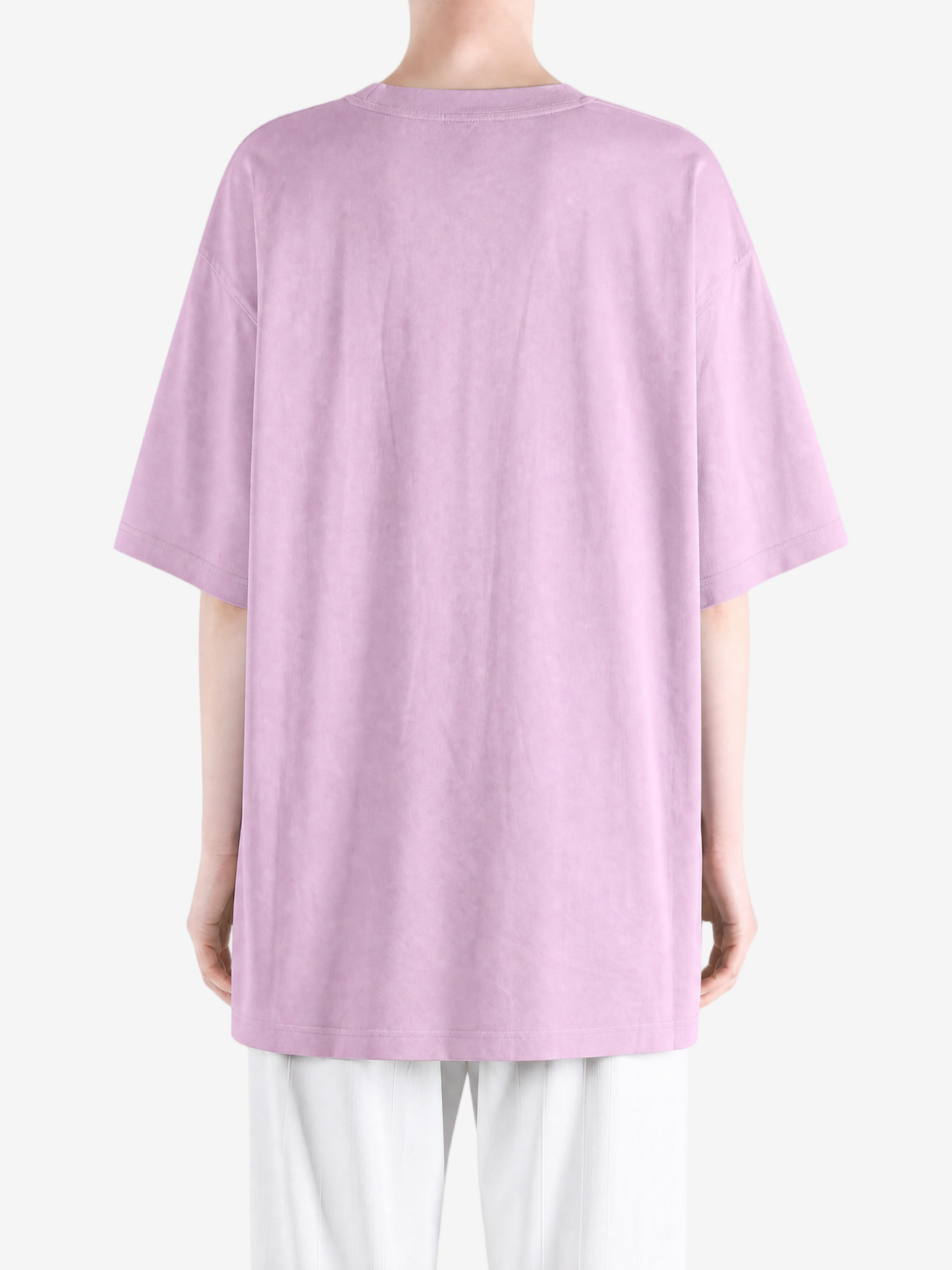Purple t-shirt, full body view
