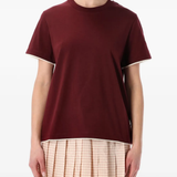 Red t-shirt  worn by a person, showing the t-shirt's fit