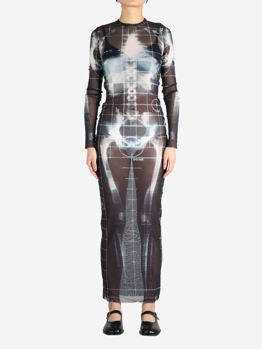 JEAN PAUL GAULTIER - Women Printed "Squeletor" Mesh Long Dress