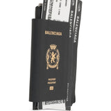 Close up of the black holder, showing texture of the calfskin fabric