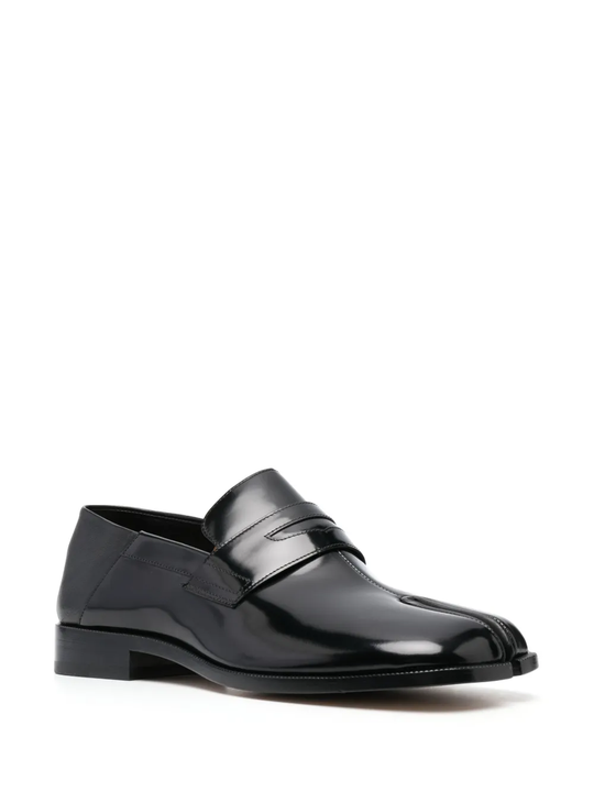 Black loafers,side view