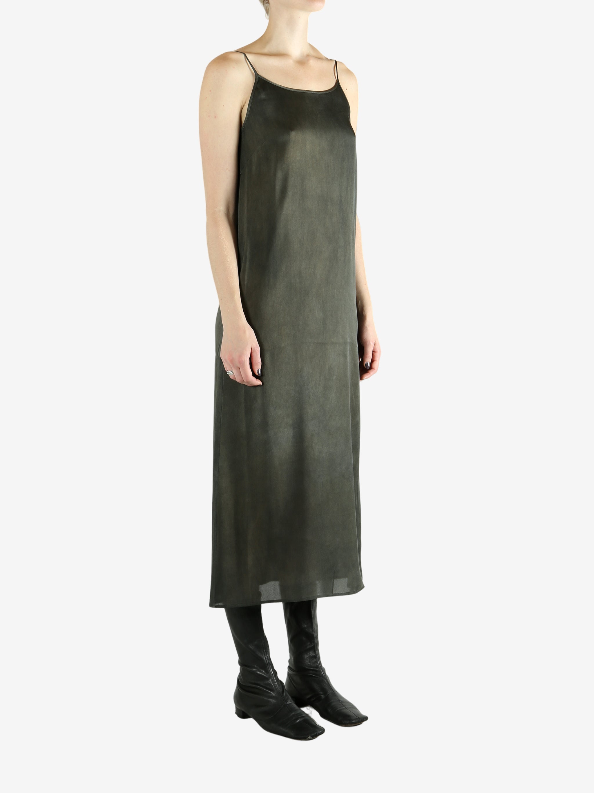 Grey dress, full body view