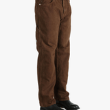 Brown pants worn by a person, showing the pants fit