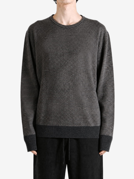 Grey knitwear, full body view