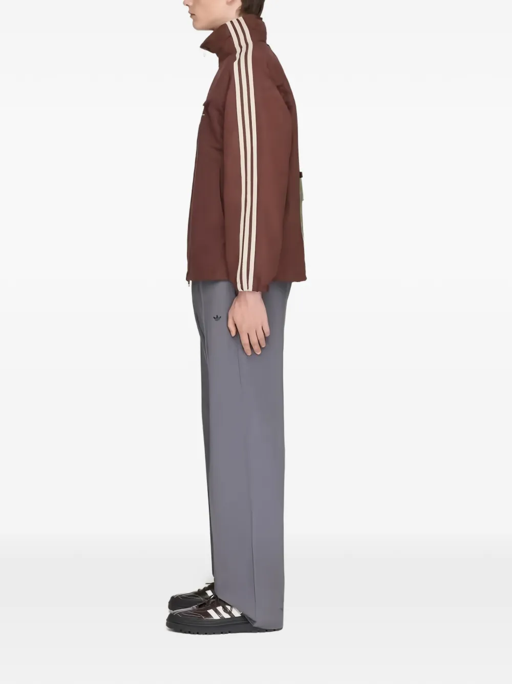 Red jacket, full body view