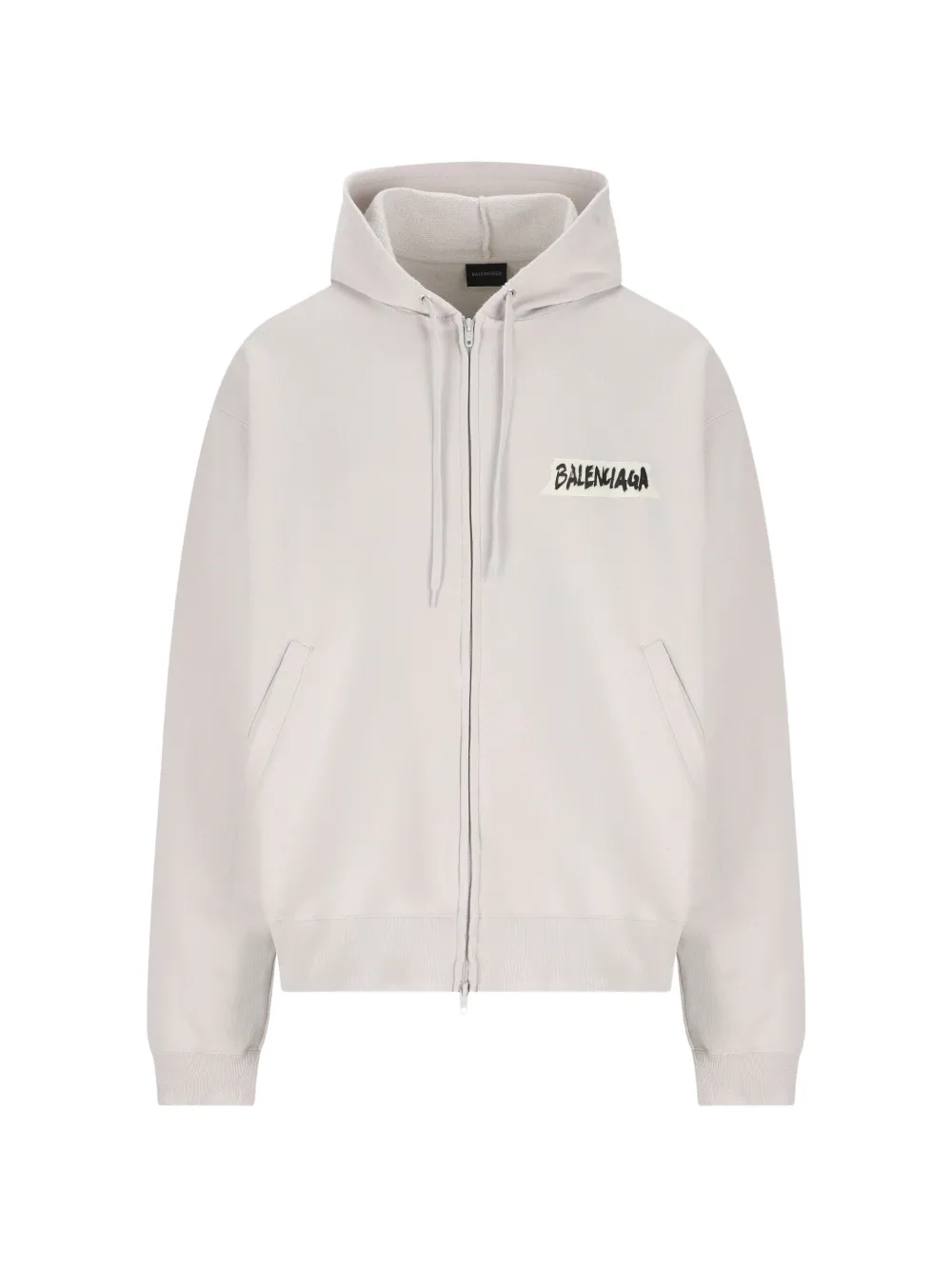 grey hoodie, front view