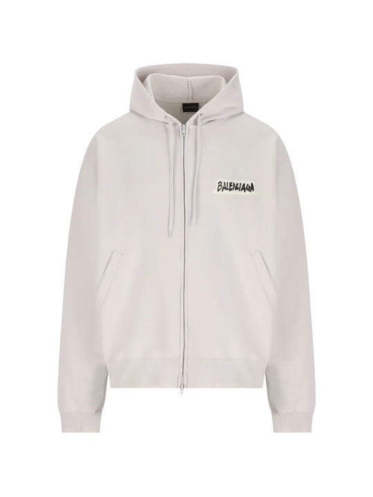 grey hoodie, front view