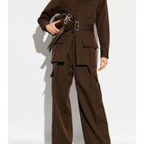 BURBERRY - Women High Waisted Cargo Wide Leg Trousers