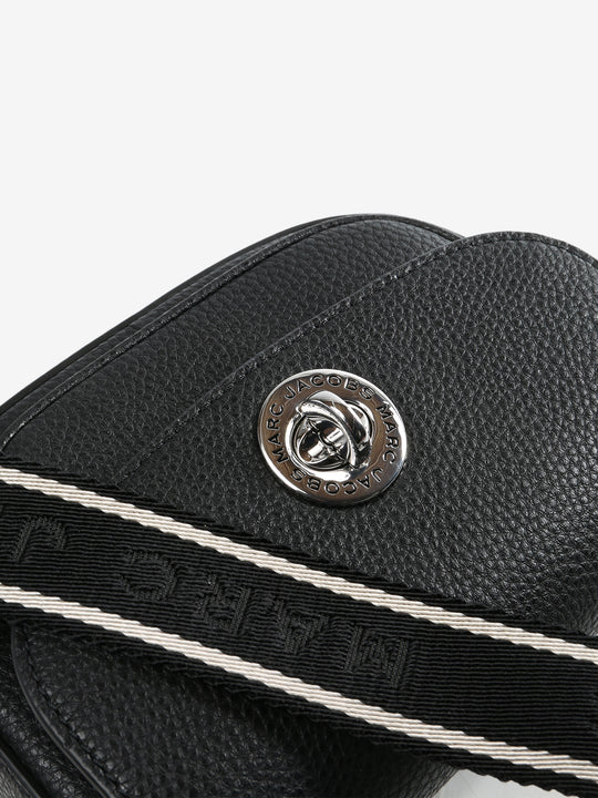 Close up of black bag,showing texture of the leather fabric