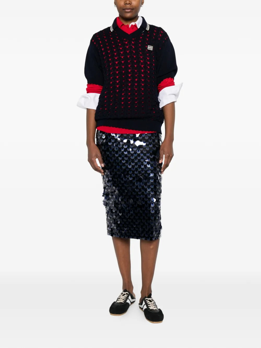 Blue shirts, full body view