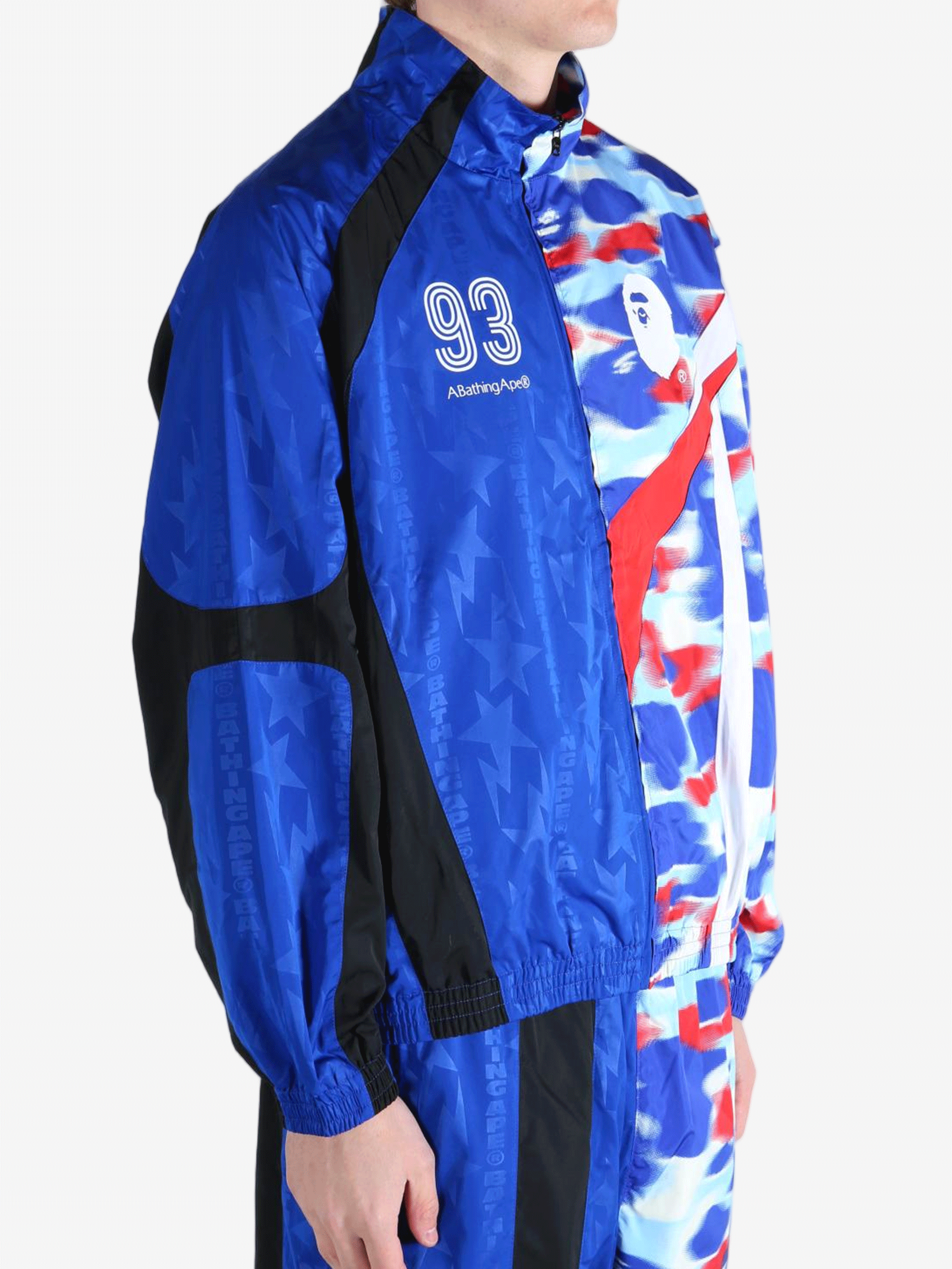 Blue jacket worn by a person,showing the jacket's fit