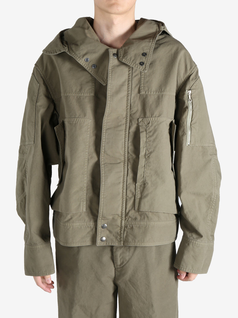 DRIES VAN NOTEN - Men Hooded Army Zip-Up Jacket