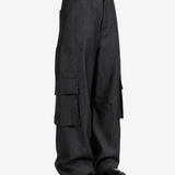 Grey pants, full body view