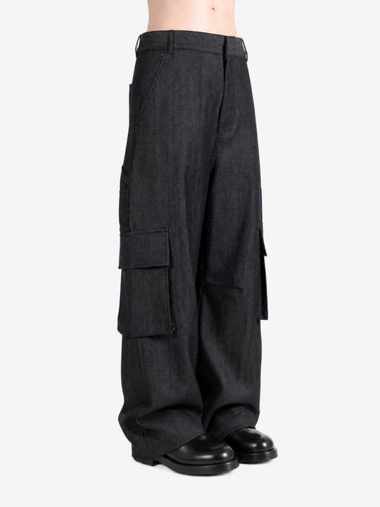 Grey pants, full body view