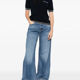 Navy t-shirt, full body view