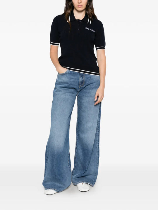 Navy t-shirt, full body view