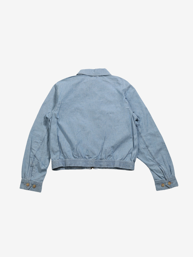 Blue jacket, back view