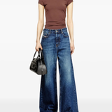 brown top, full body view