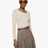 Tan t-shirt, full body view