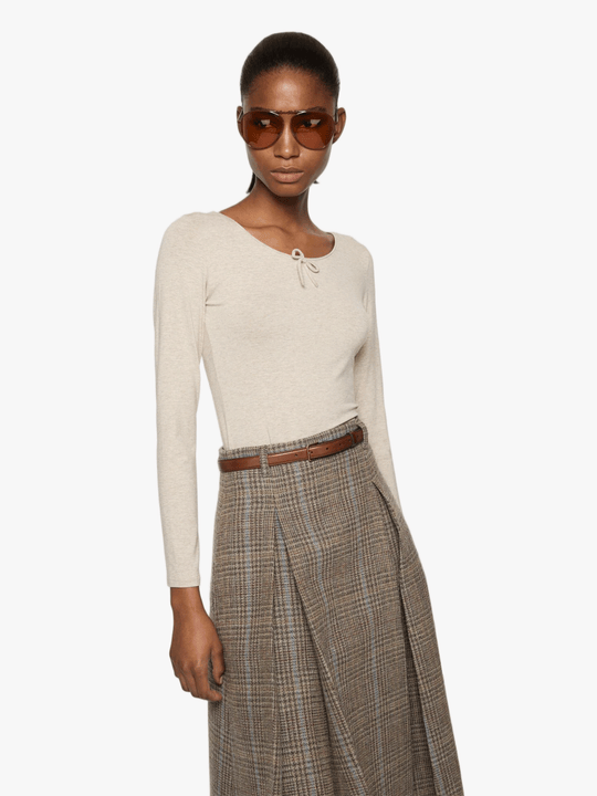 Tan t-shirt, full body view