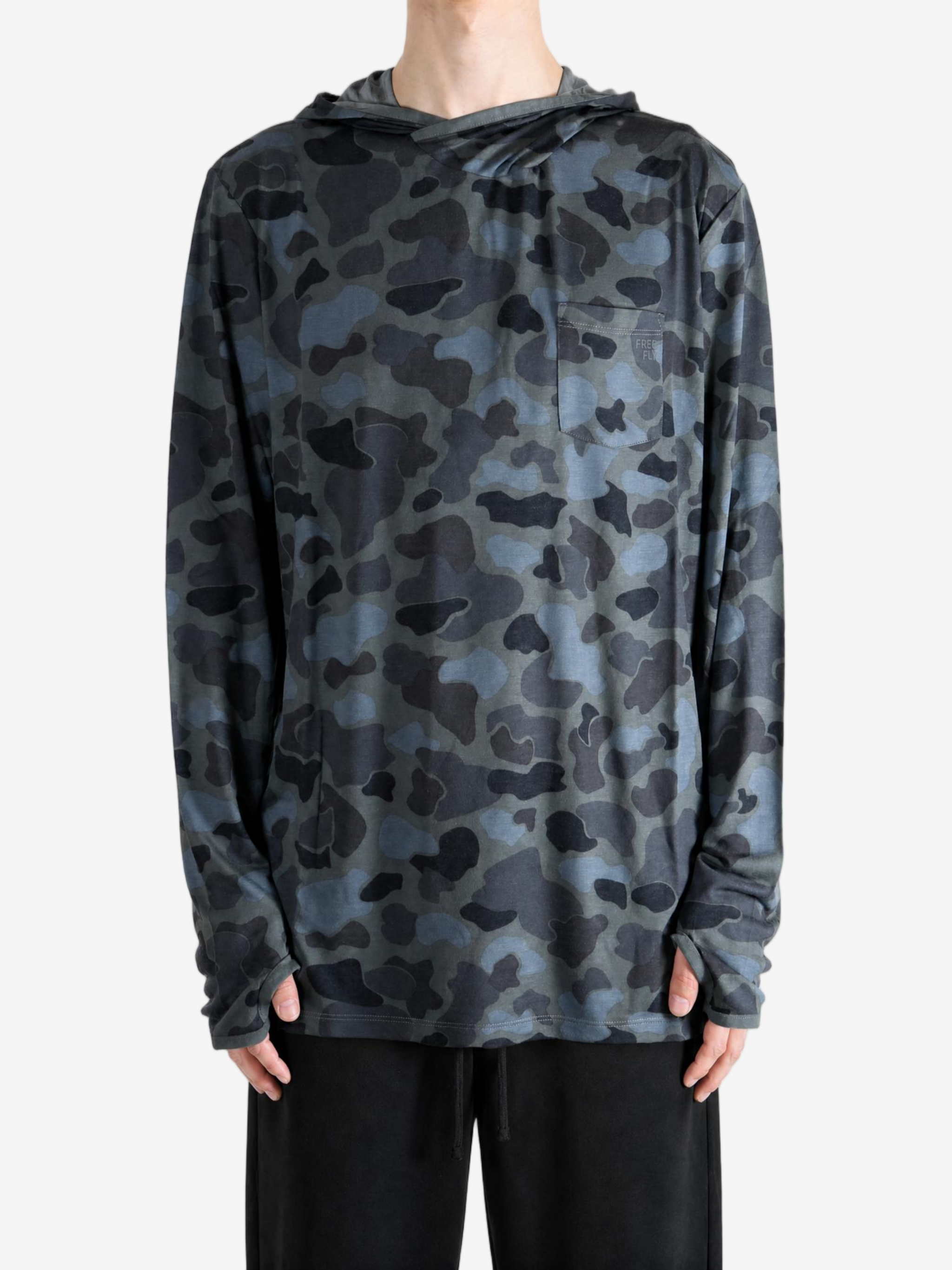 Black hoodie, full body view