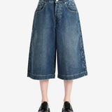 Blue shorts, full body view