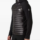 black hoodie worn by a person, showing the hoodie fit