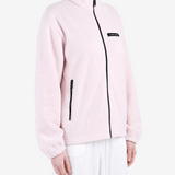 Pink jacket worn by a person, showing the jacket fit