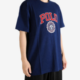 Navy t-shirt worn by a person, showing the t-shirt fit
