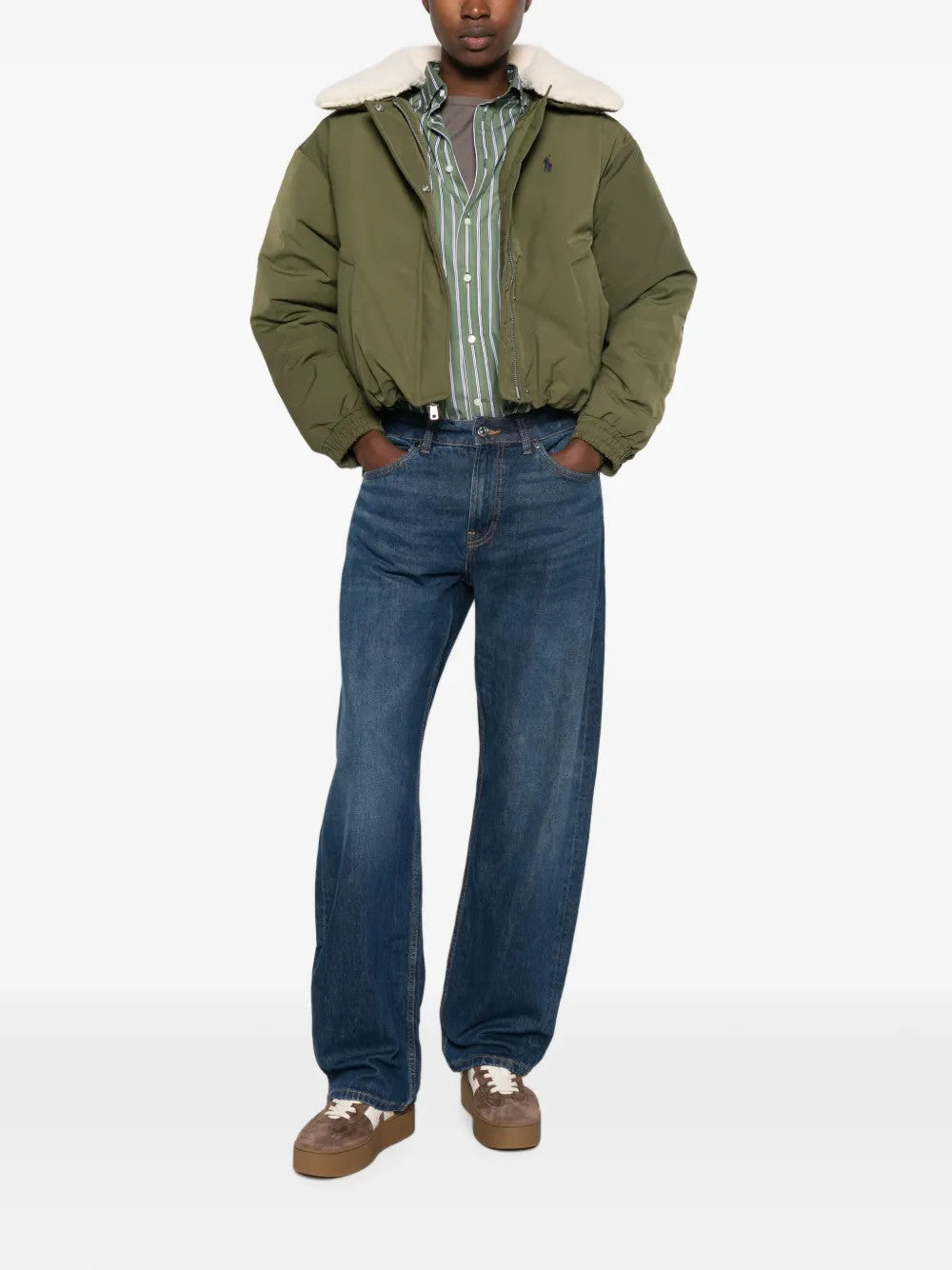 Green jacket, full body view