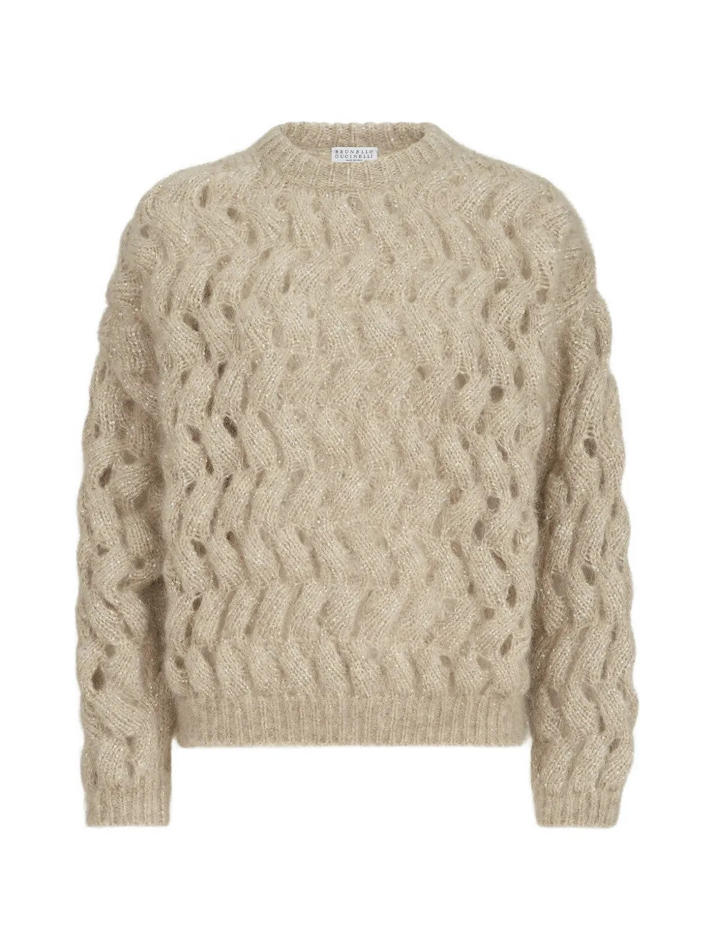 Tan knitwear, front view