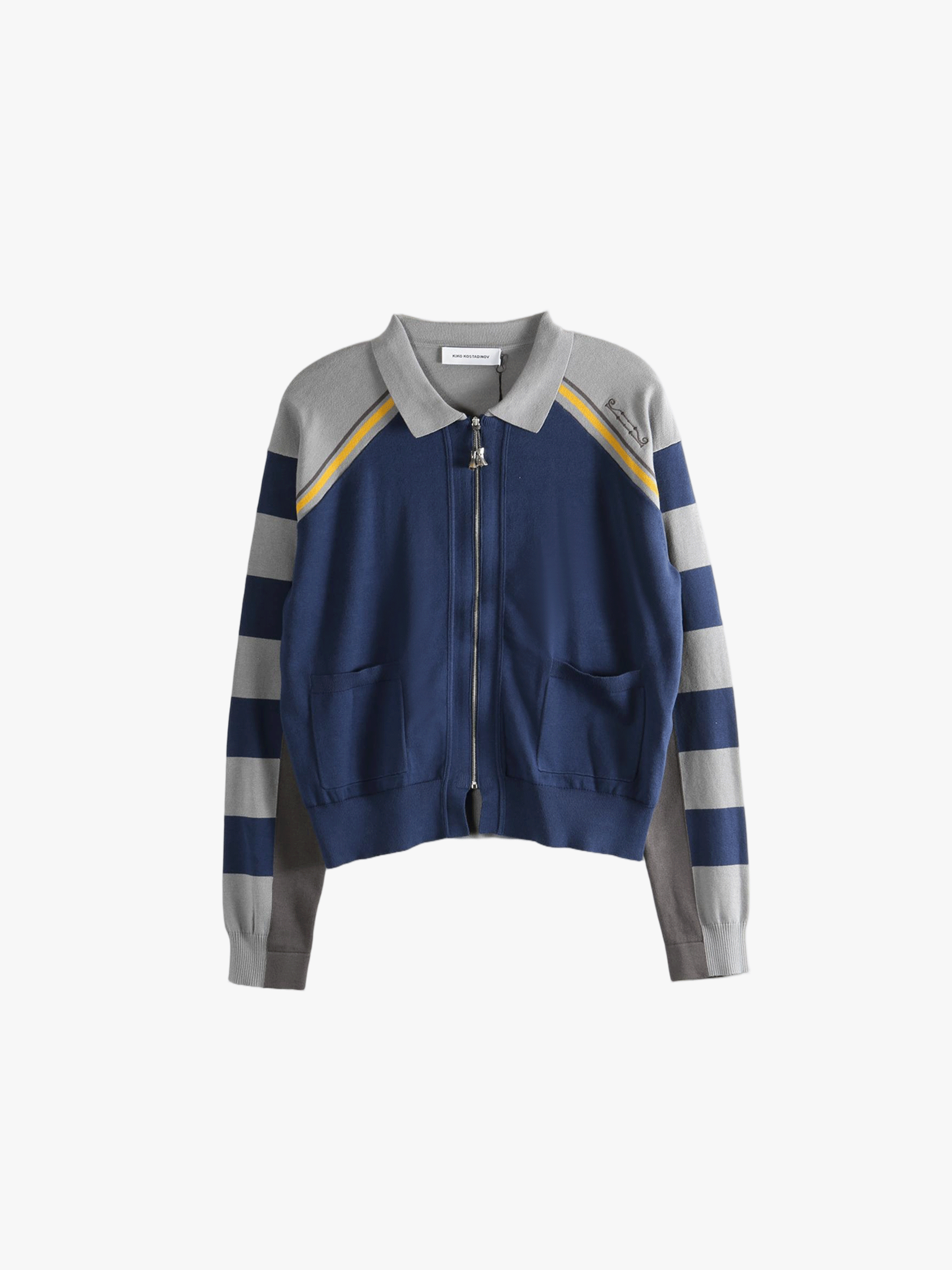 Navy knitwear, front view