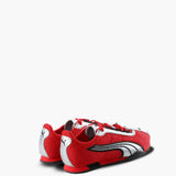 Red shoes, back view