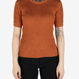 Orange T-shirt worn by a person, showing the T-shirt's fit