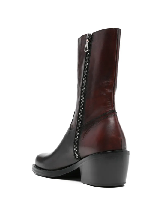 Brown boots, back view